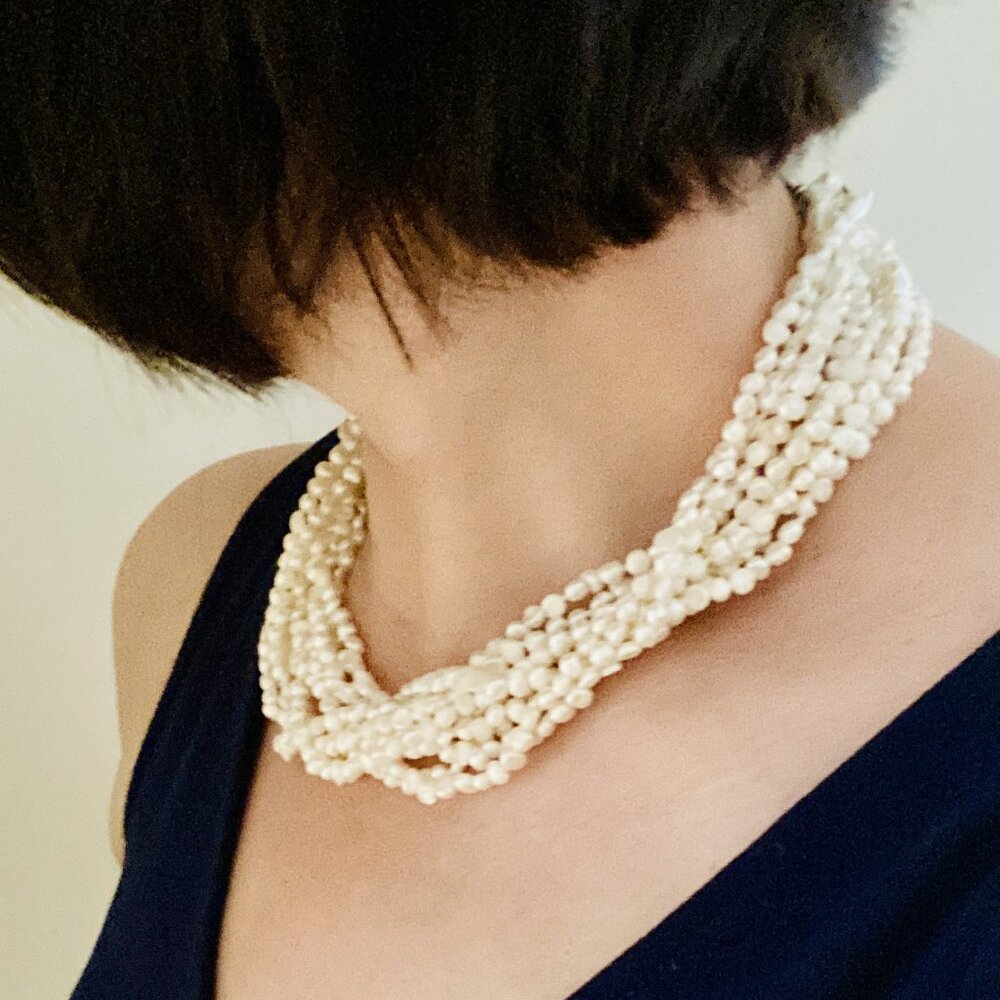 Nine Strand Freshwater Pearl Necklace 18" Free Shipping NWOT